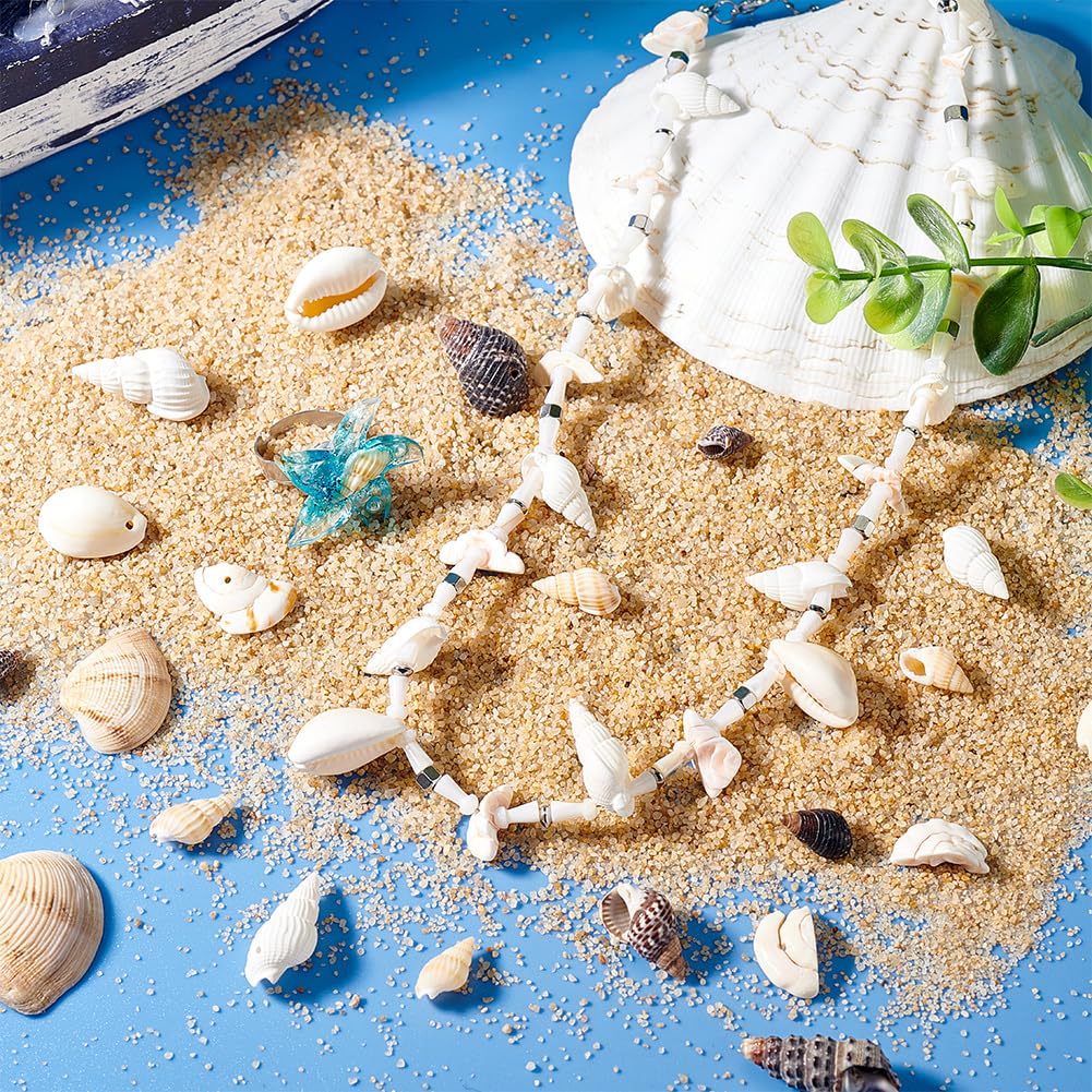 50pcs Small Bulk Cut Sea Shell White Cowrie Cowry Beads Beach - Foto 3