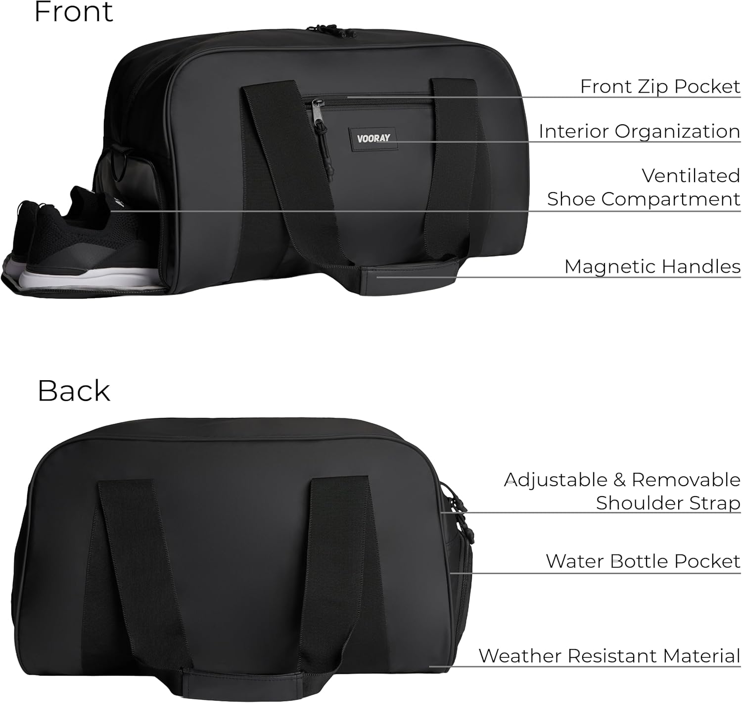 Vooray Burner Gym Duffel Bag, Gym Bag for Women and Men with Shoe Compartment, Weekender, Overnight & Travel Duffel for Sports and Workout - Image 5