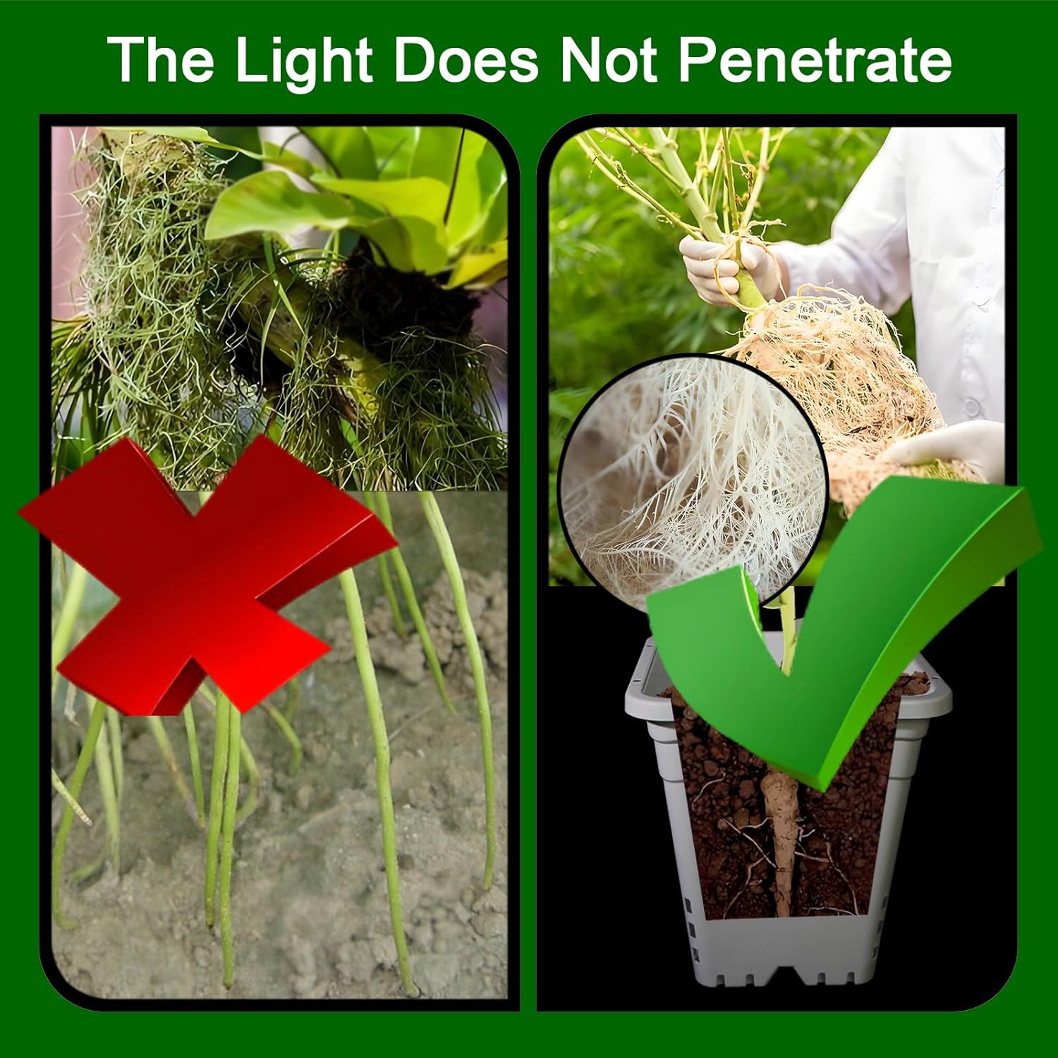 Grayish-White Square Pot Light-Blocking Plastic Planter with Hanging Holes, Hydroponic Side Holes Pot (12, 7"x 7")