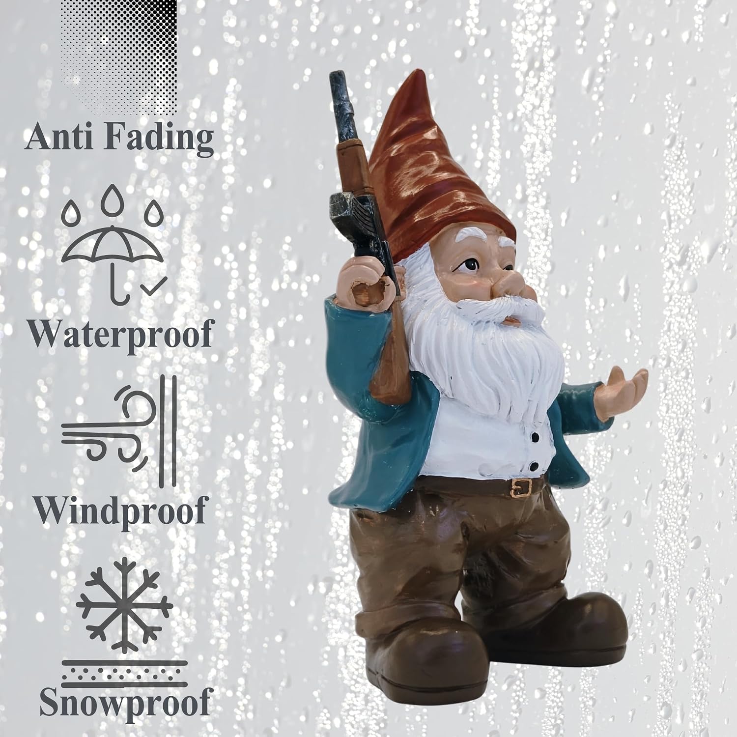 Funny Garden Gnome Statue - Combat Gnome Figurine for Indoor Outdoor Decor - Tactical-Style Lawn Ornament, Hilarious Gag Gift for Men, Dad, Husband, Veteran - Weather-Resistant Resin