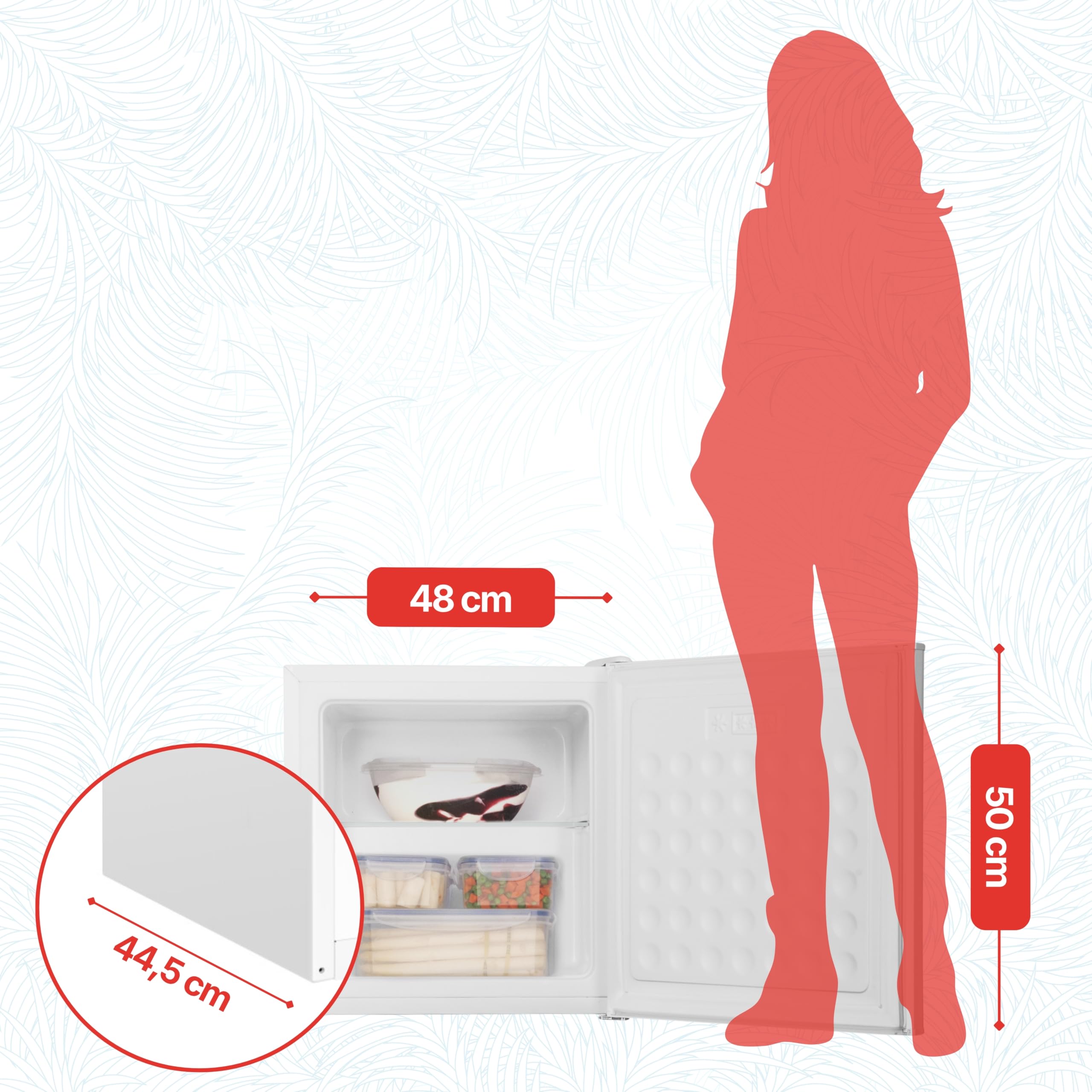 Amica Mini Gefrierschrank freistehend 50x48x44,5 cm 32L 4‑Sterne‑Gefrierfach mit Eiswürfelbehälter Freezer AGB 3010 W - Weiß