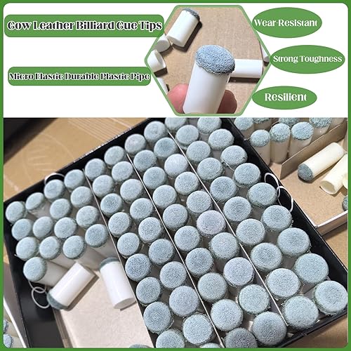 Miniatura 4 de Juego de 20 puntas de taco de billar, 4 tamaños, kit de repuesto de puntas de cola de billar, kit de reparación de tacos de billar, accesorios de