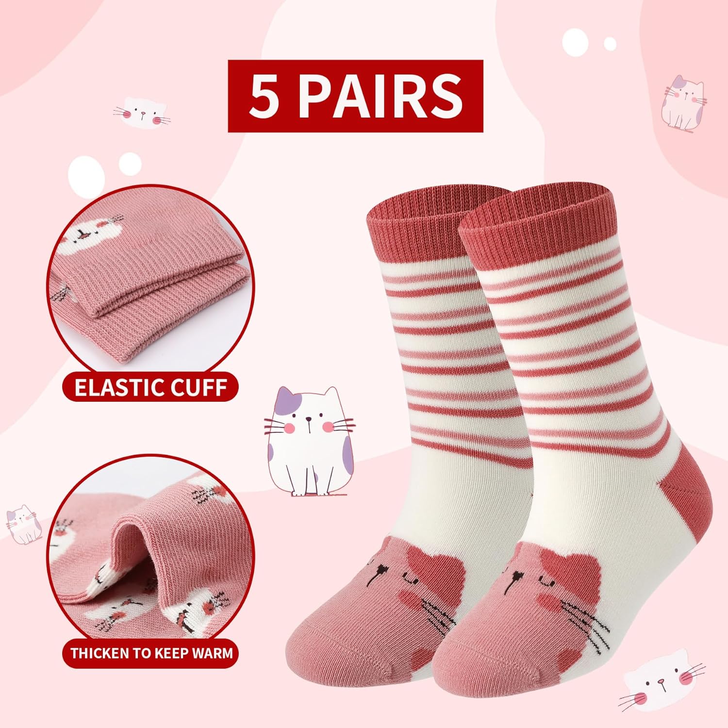 Girls Fun athletic Socks Bright Colors Pack of 5 - Image 6