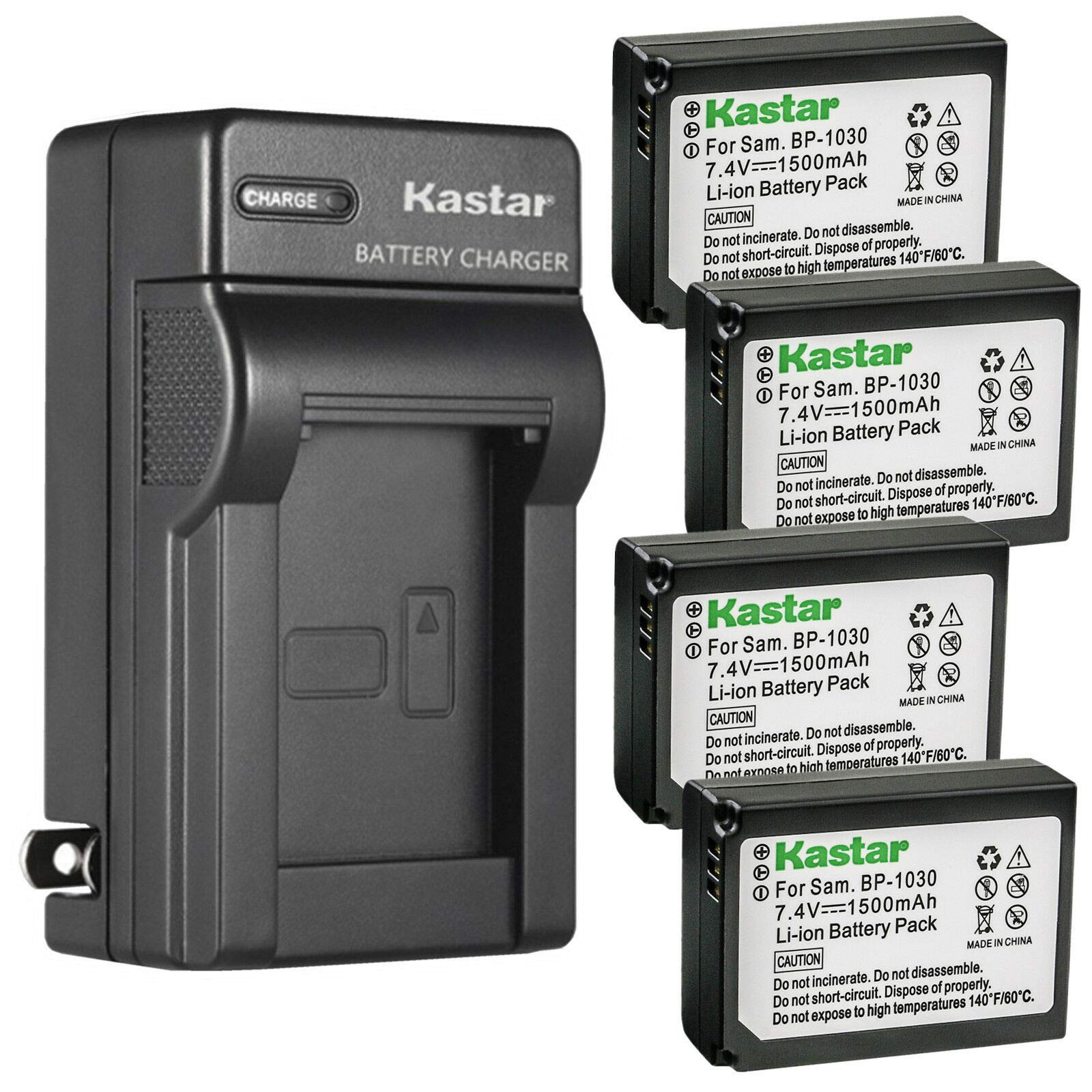 Kastar 4-Pack Battery and AC Wall Charger Replacement for Samsung BP-1030, BP-1130, ED-BP1030 Battery, Samsung NX200, NX210, NX300, NX300M, NX310, NX500, NX1000, NX1100, NX2000 Cameras