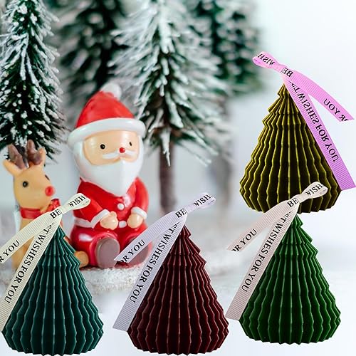 Miniatura 6 de Moldes para velas de árbol de Navidad, moldes de silicona para árbol de Navidad de 4.5 pulgadas para hacer velas, cono 3D, forma de origami, moldes
