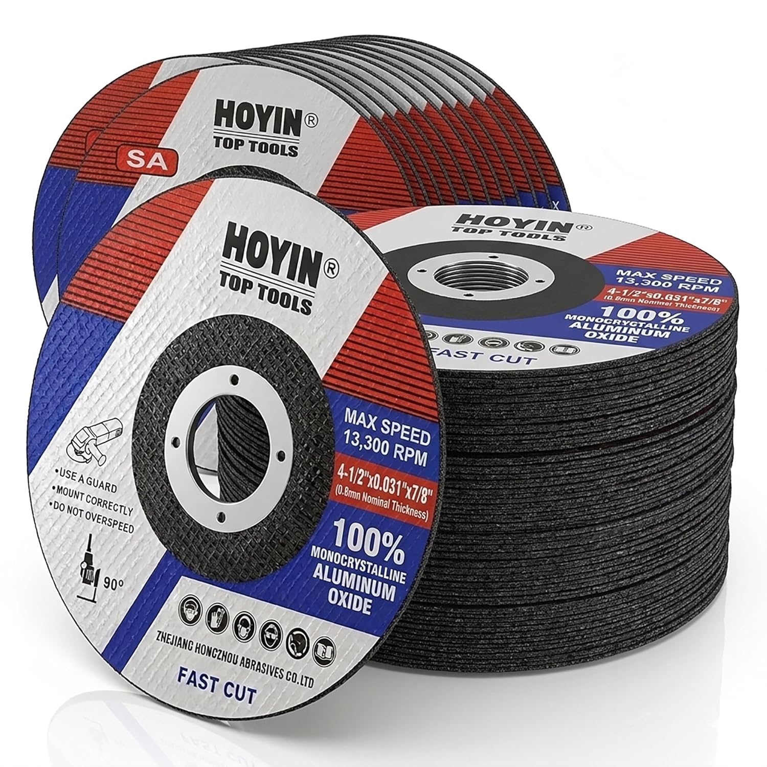 HOYIN 4.5" Ultra-Thin Cutting Wheels (35-Pack), 100% Monocrystalline Aluminum Oxide, Nominal.031(0.85mm) Thickness for Precision Metal & Stainless Steel Cutting (35)"