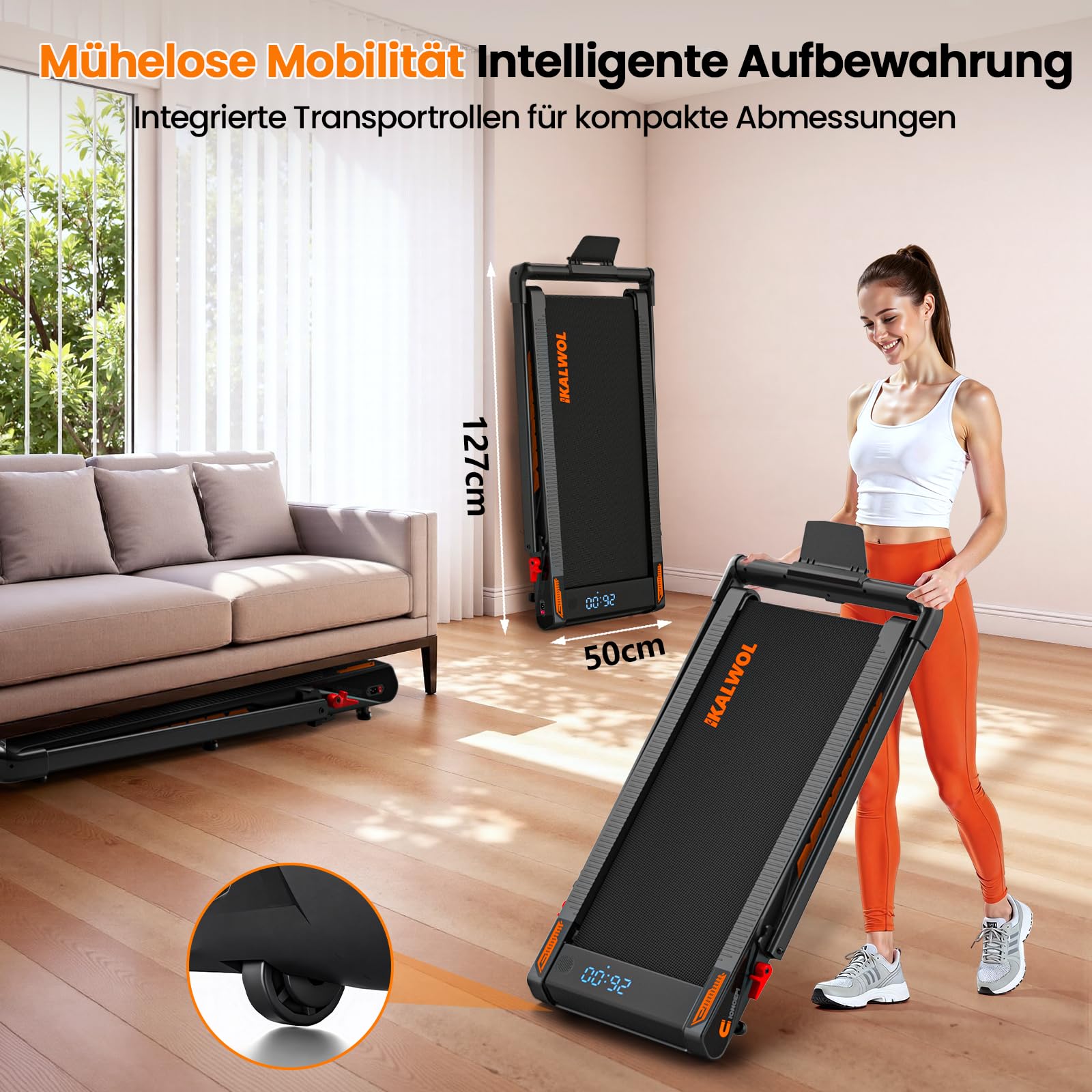 Laufband für Zuhause mit Bluetooth Lautsprecher, 6 in 1 12km/h Walking Pad Laufband mit 10% Steigung, 3.0 HP Bürstenloser Treadmill für Zuhause & Büro mit LED-Display, 12 HIIT-Programme, Bis 160 kg