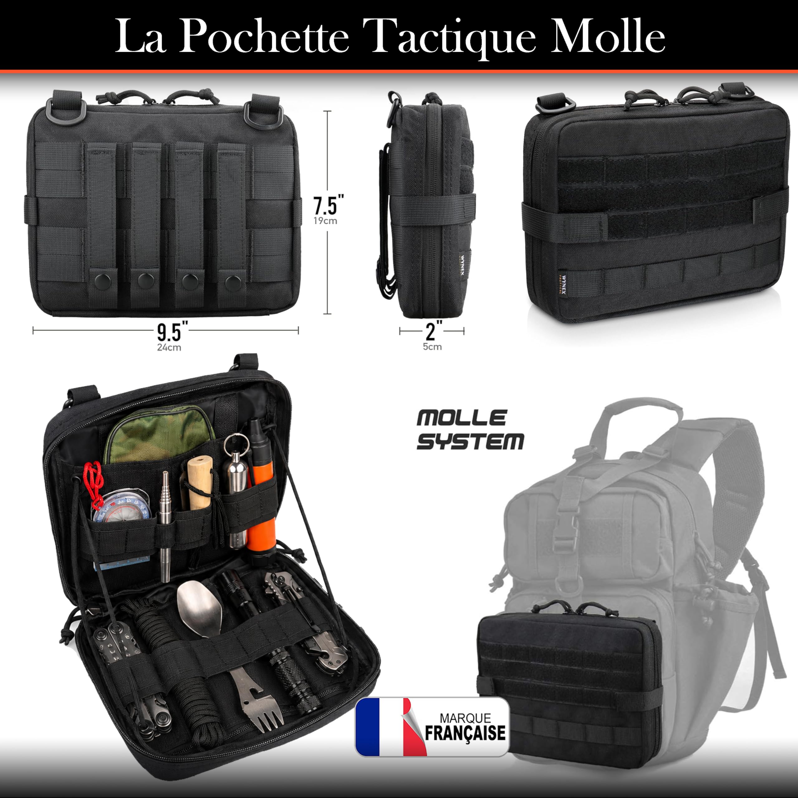 Kit de Survie Complet Francais Haute Qualité + Trousse de Secours + Paille Filtrante + Outils Multifonction + Pince Multifonction, Couverture de Survie, Kit de Survie Randonnée, Camping, Bushcraft