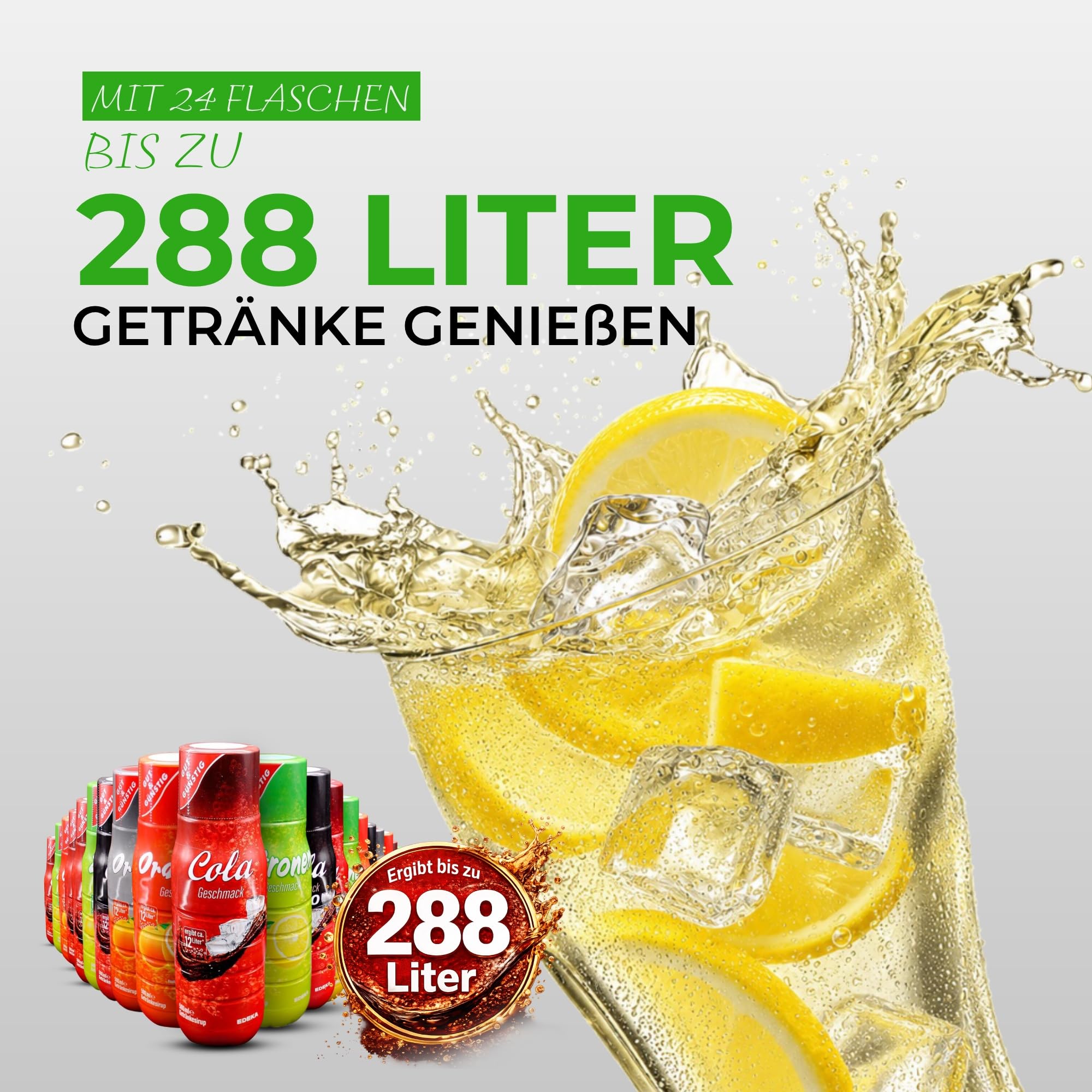Gut & Günstig Getränke-Sirup Klassiker | Klassiker-Set | Cola, Orange & Zitrone | 24x500ml | Getränkesirup für Wassersprudler & Leitungswasser | Büro & Zuhause