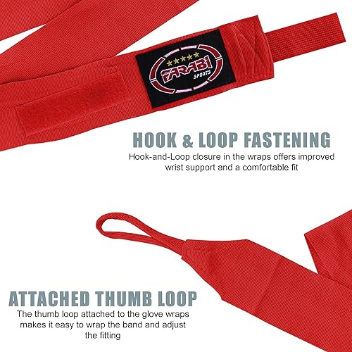 Miniatura 3 de Farabi Sports Vendas de mano de boxeo para hombres y mujeres, envolturas de boxeo de 156 pulgadas para artes marciales MMA, Muay Thai, Kickboxing,