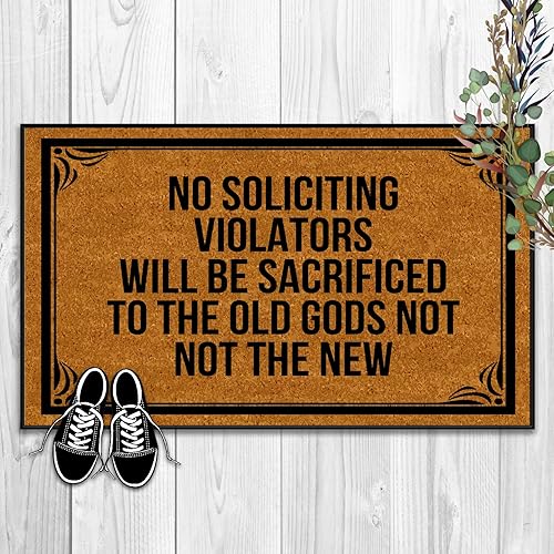 Miniatura 6 de Felpudo con texto en inglés No Soliciting Violators Will Be Sacrificed to The Old Gods, tapete de bienvenida para puerta delantera, tapete