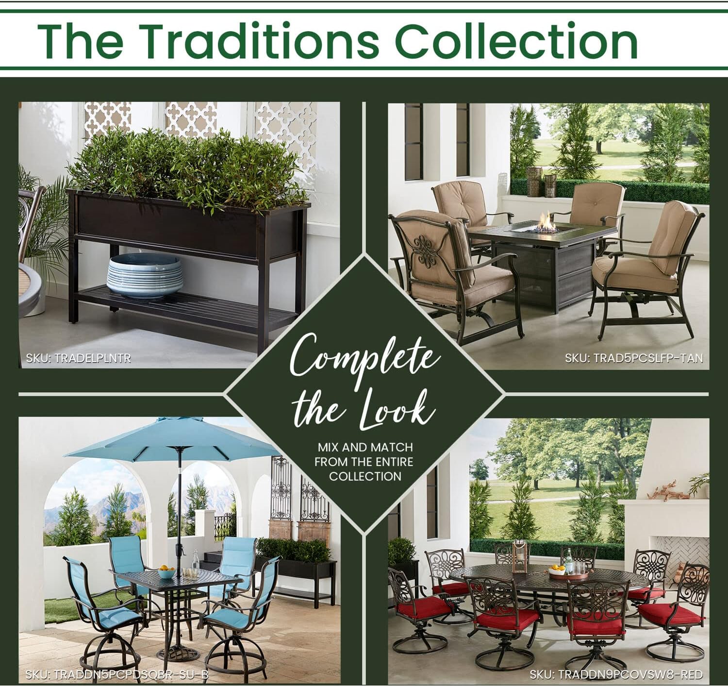 Hanover Traditions Outdoor Table, 50" Slat Top Console Table with 2 Shelves, Rust-Resistant All-Weather Patio Table with Brushed Bronze Finish, Perfect for Storage and Display Space or Bar Set Up