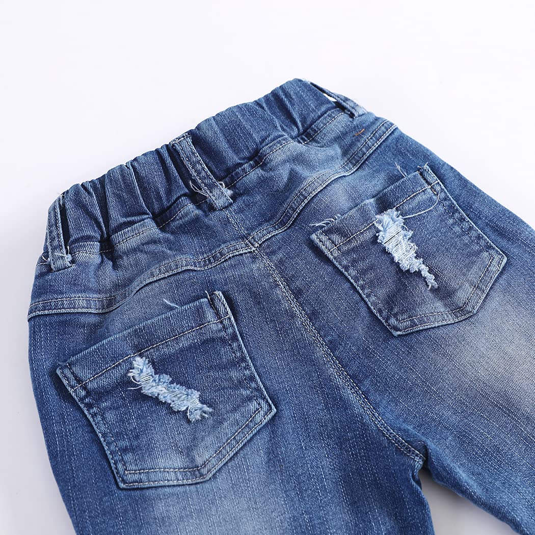 KIDSCOOL SPACE Vaquero rasgado Para bebé, Pantalones de mezclilla desgastados Con Cintura elástica Para niños pequeños