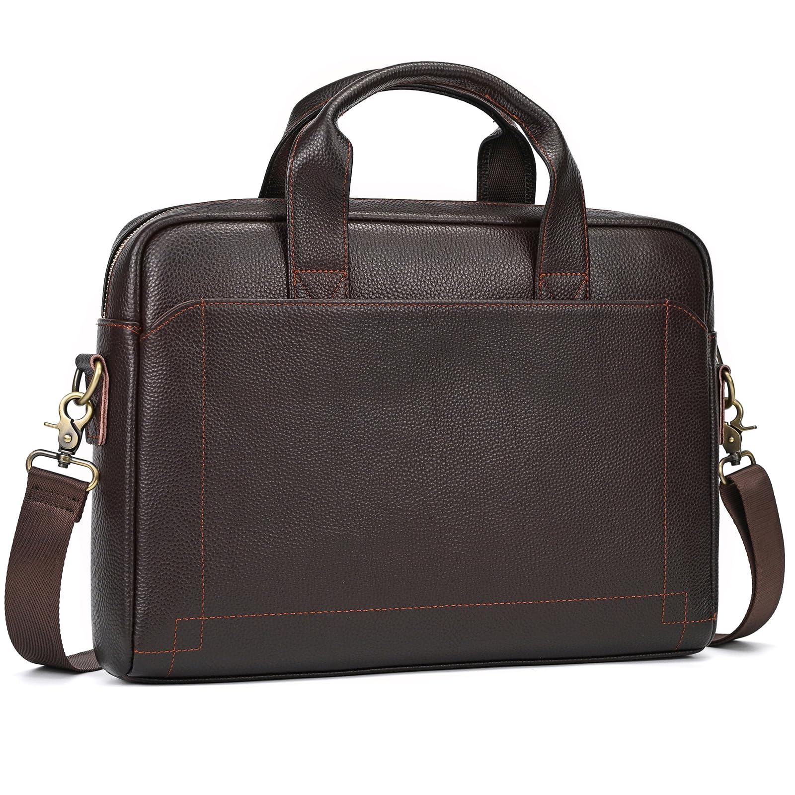 Sac Business Mallette homme Cartable Sacs Business en Cuir Véritable 14 Pouces Porte Document Sac à Bandoulière d'affaires, 3315 Marron