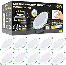 CLAR - Recessed Spotlight LED, Ceiling Spotlight, LED Recessed Spotlight, 230 V, Ceiling Spotlights, Ceiling Spotlights, Bathroom Lighting, Ceiling Light, Dimmable, Recessed Lights, White, 7 W CCT (Pack of 10)