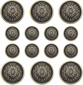 14 Pieces Antiqued Bronze Blazer Buttons, 15mm 23mm Metal Buttons for Blazers, Suits, Coats, Jackets