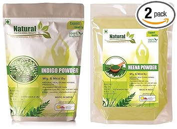 Natural Health and Herbal Products Natural Henna Powder and Natural Indigo Leaves Powder, 227 g (Pack of 2)