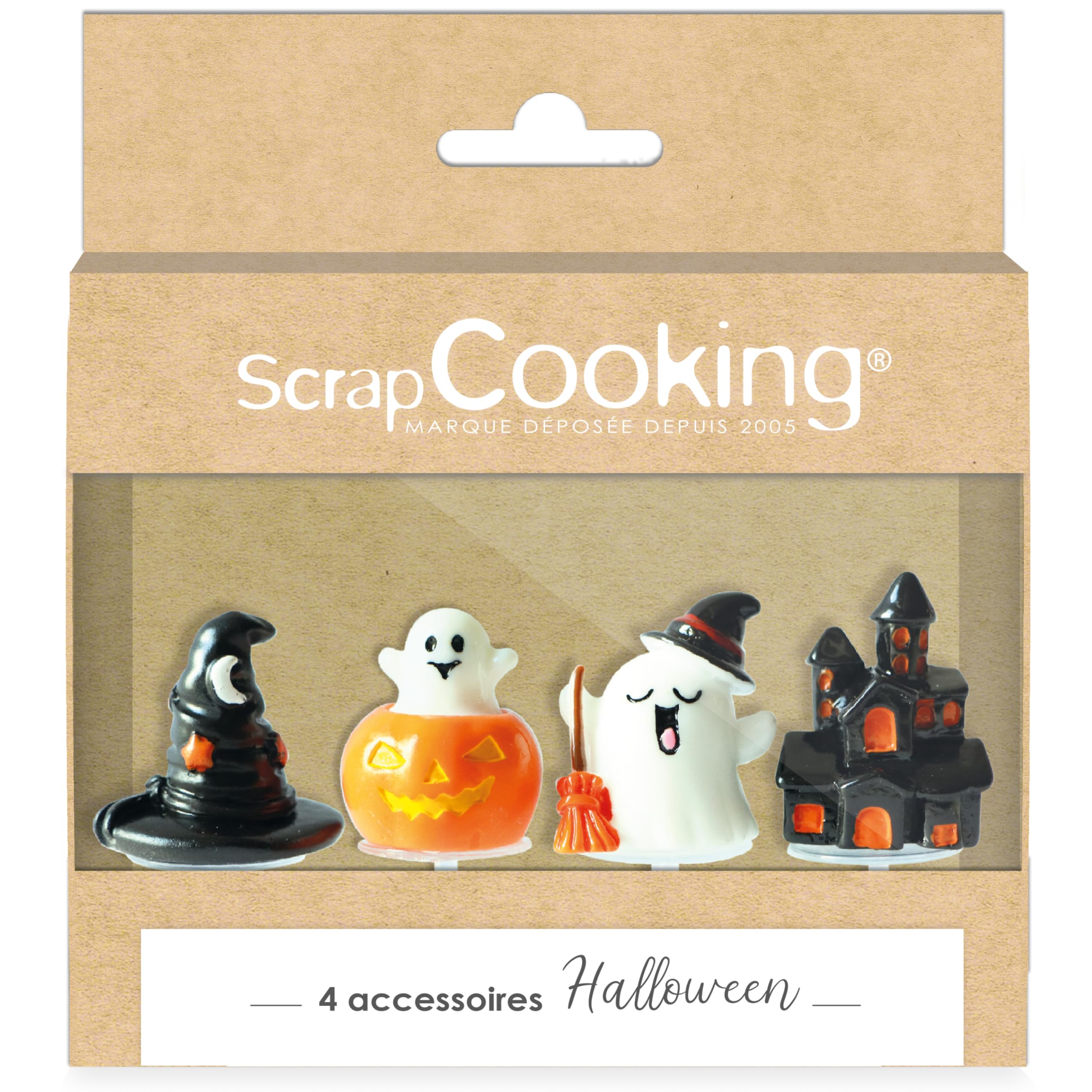 4 Halloween Cake Decorations - Witch, Ghost, Haunted Manor, Pumpkin - Decorations Pastry Accessories - 4943