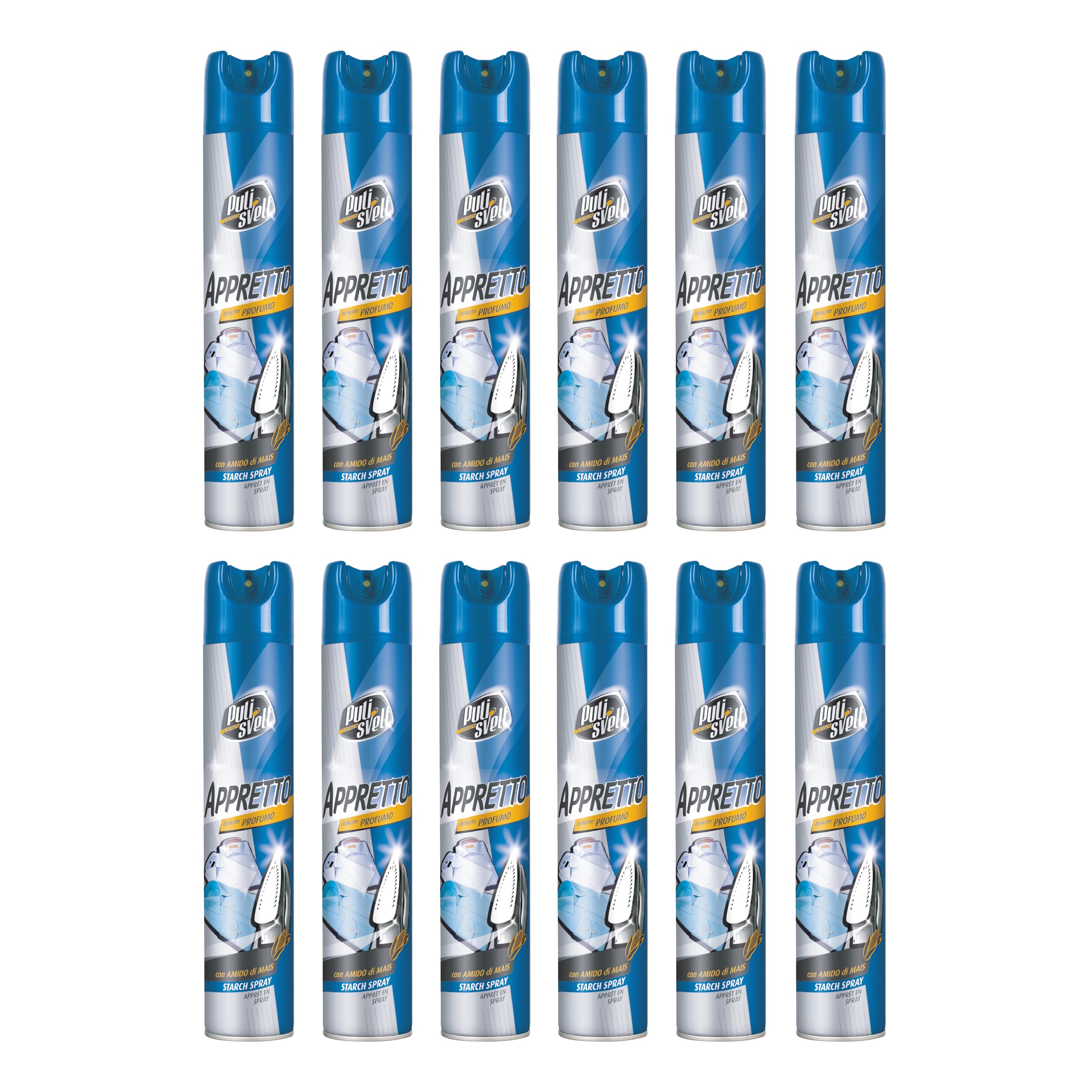 PULISVELT - Appretto Spray, 12 x 500 ml | Stiratura facile, veloce e antipiega