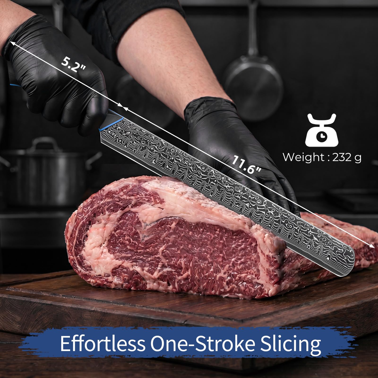 Brisket Knife 11.6 Inch, 67-Layer Damascus Steel Carving Knife, G10 Handle — Amazon image 6