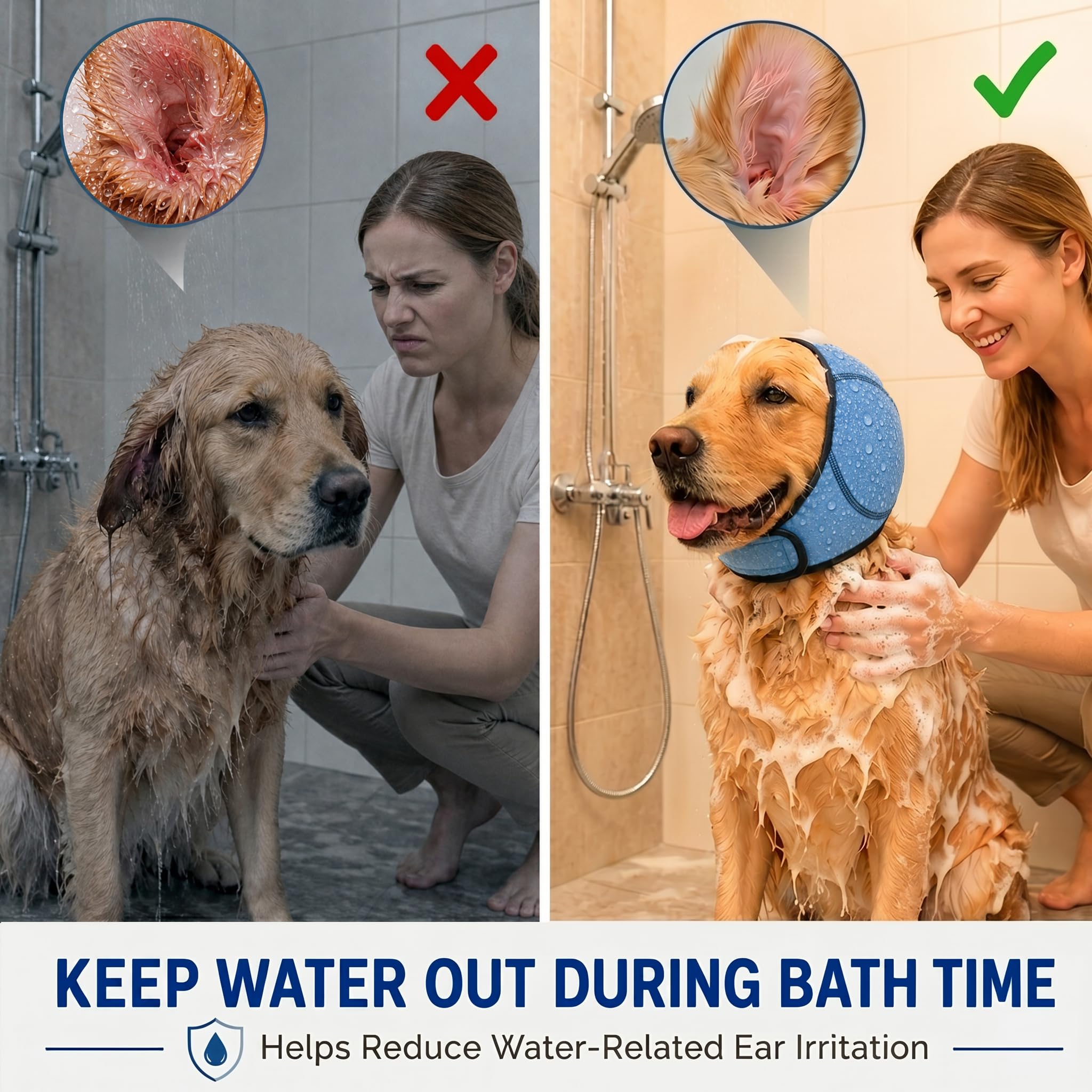 HOFi Fundas para orejas de perro para baño: protección impermeable para bloquear el 99% del agua