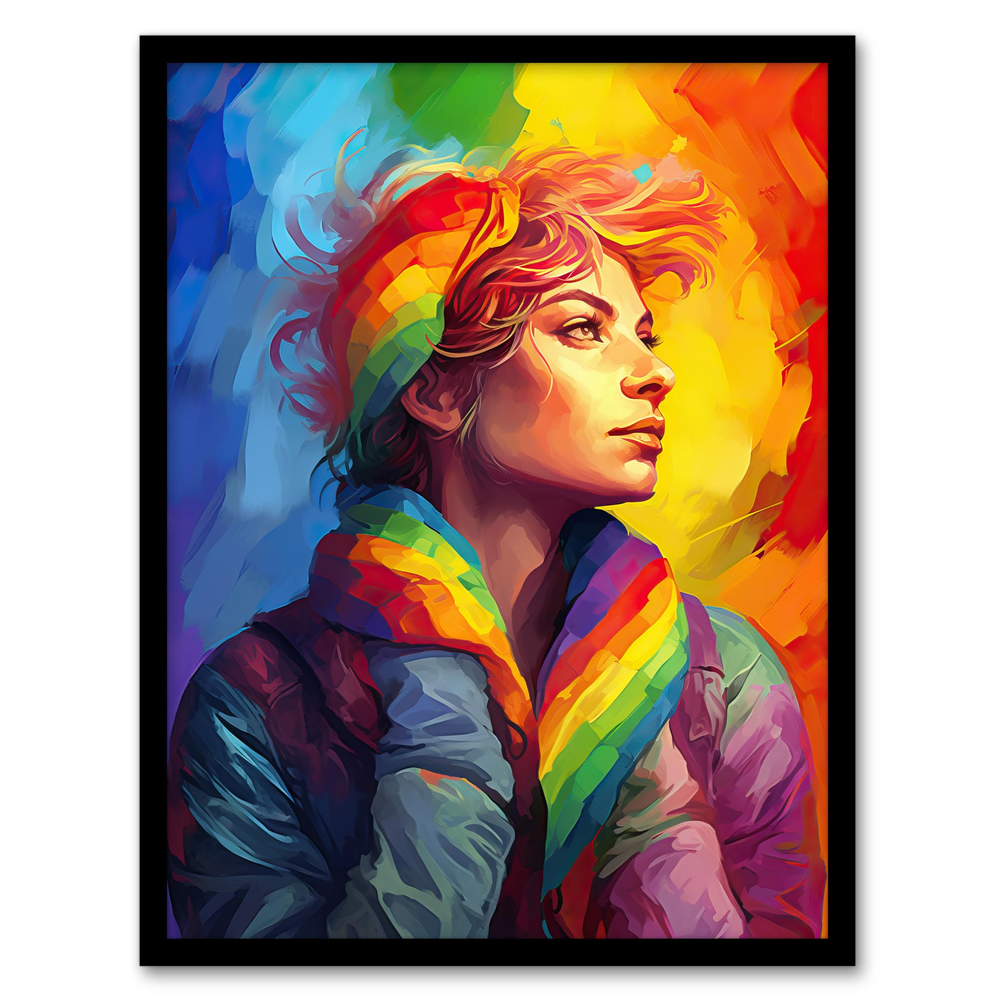 Artery8 Pride In Pride LGBTQIA Rainbow Inclusive Contemporary Artwork Artwork Framed Wall Art Print 18X24 Inch