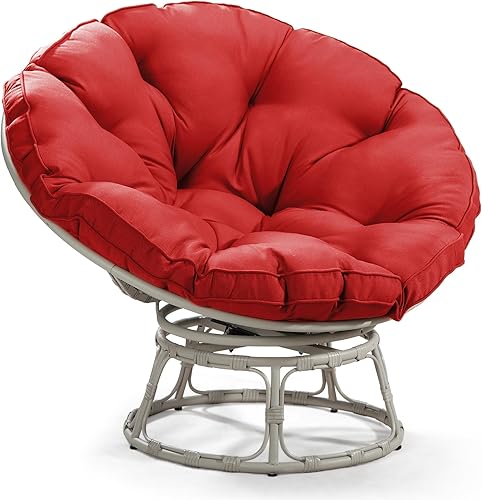 Miniatura 3 de Papasan Silla con cojín y base giratoria de 360, silla Papasan Lounge Chair con cojín y marco resistente, silla grande con platillo, silla perezosa,
