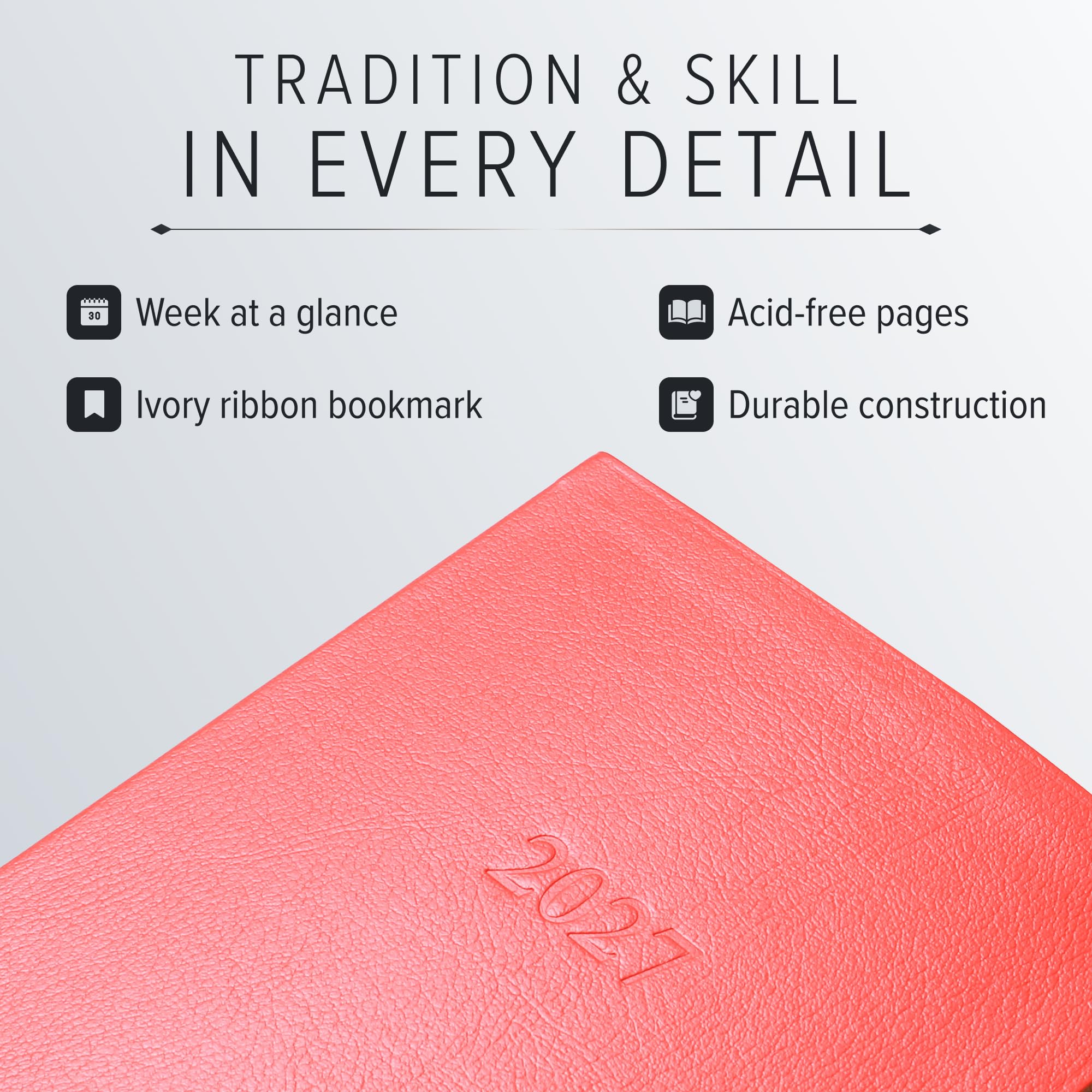 Gallery Leather Agenda settimanale mensile tascabile 2027 verde Acadia | Agenda e taccuino con elegante rilegatura dorata, 12 mesi, 15,2 x 8,26 cm
