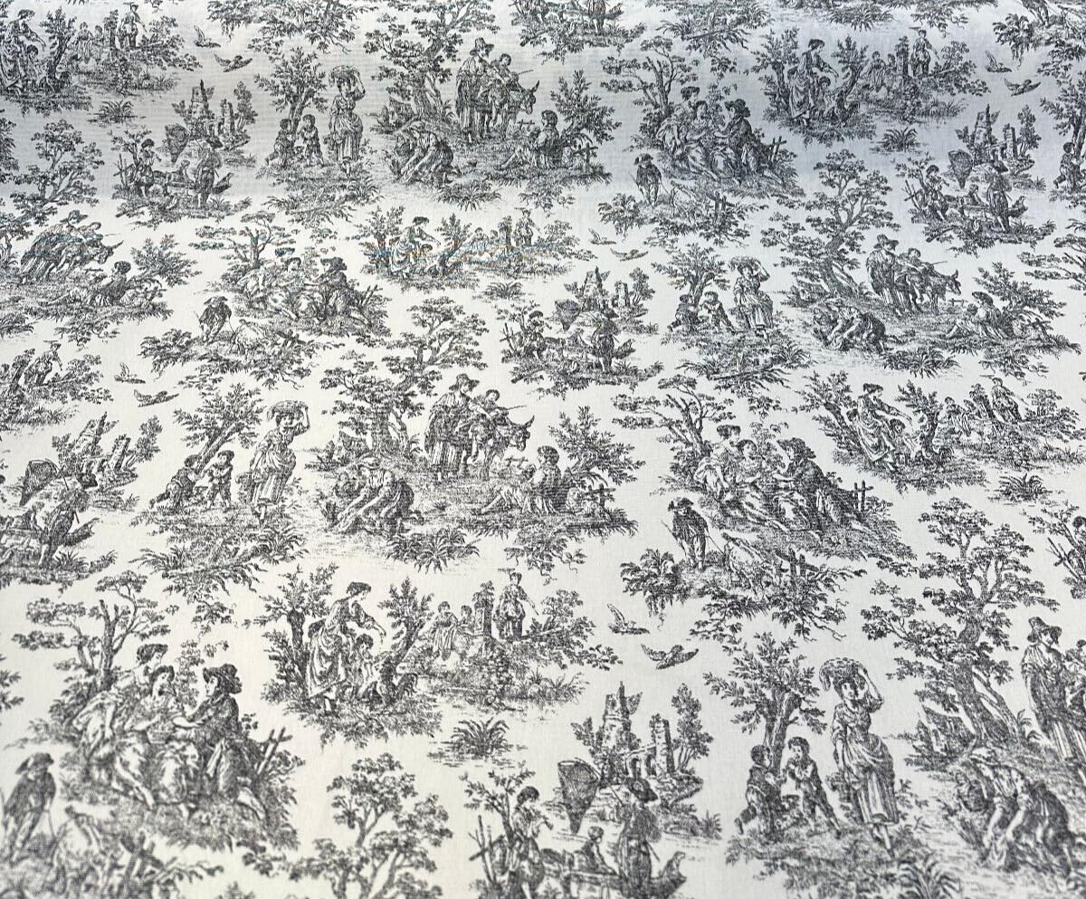 Waverly Toile Noir Black Charmed Rustic Life Fabric by The Yard