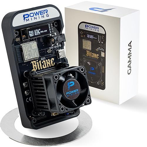 Bitaxe Gamma 601 ASIC Bitcoin Miner | 1.1 TH/s @ 18W | BM1370 Chip (Antminer S21 Pro) | Wi-Fi | USB-C | AxeOS | Open Source | Made in Europe | Incl. Power Supply & Stand