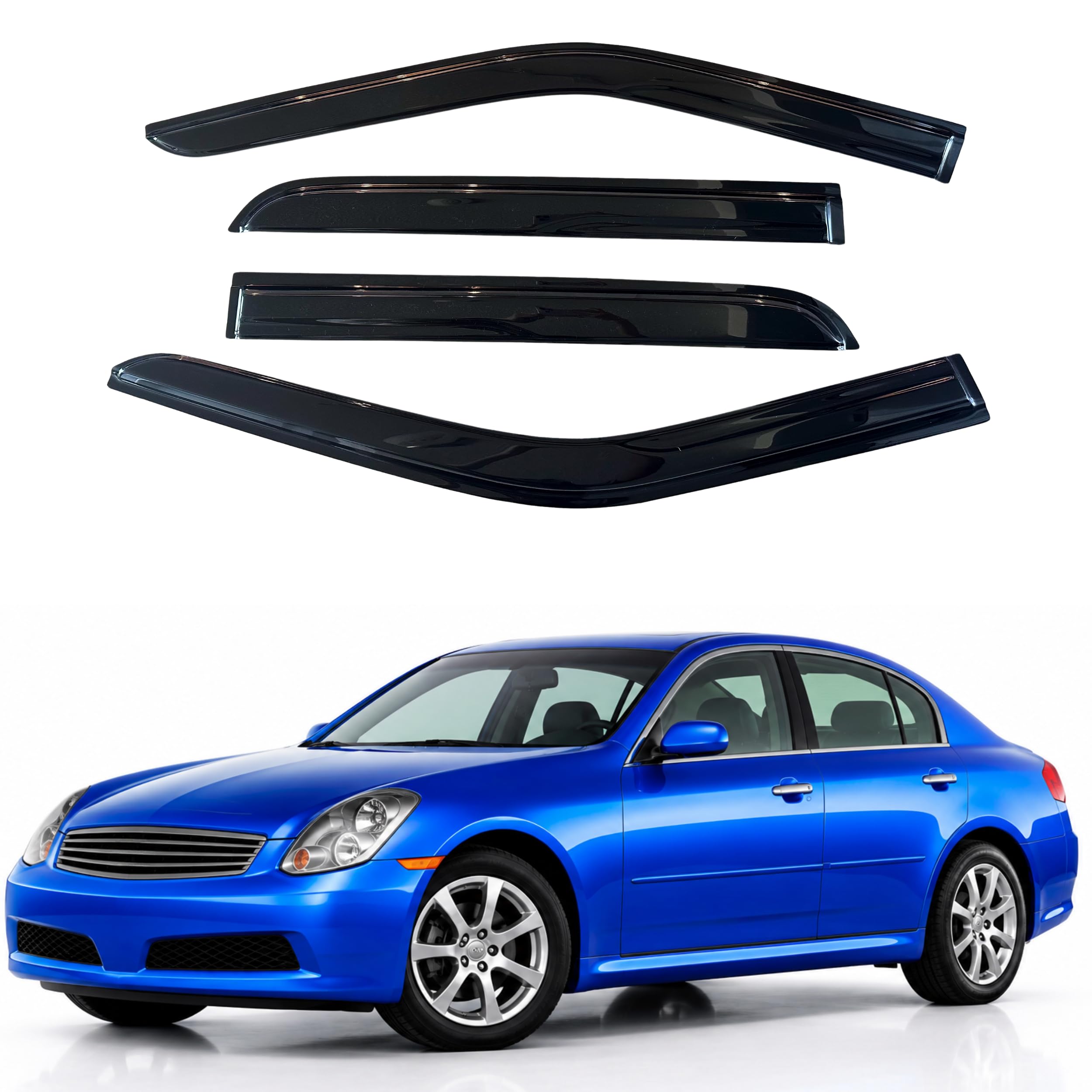 IG Window Visors Fit for 2007-2015 Infiniti G35 G37 G25 Q40, Out-Channel Rain Guards Vent Wind Deflectors 4PC, Car Accessories for 07-15 Infiniti G35 G37 G25 Q40