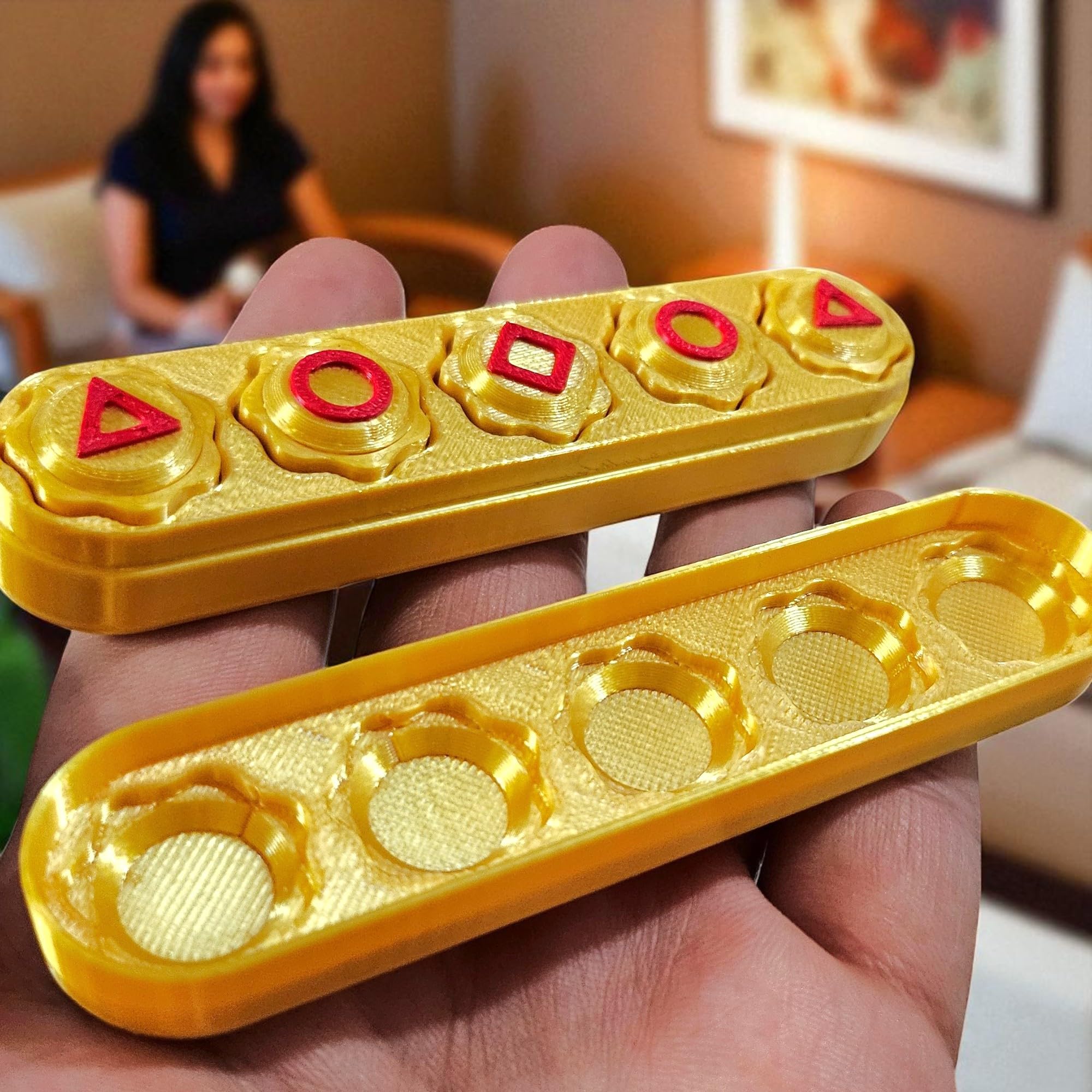 Sentosa 5 Weighted Korean Jack (6g Each) Squid Gong-Gi Game Set Shiny Gold Stones and Storage Box Traditional Toy Set Gonggi Skill Game 3