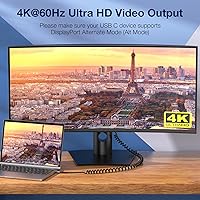 Vista 6 de UseBean Cable USB C a USB C en espiral de 100 W, 3.3 pies, USB C 3.2 Gen2 20 Gbps 4K cable retráctil de video, cable de carga tipo C de carga rápida