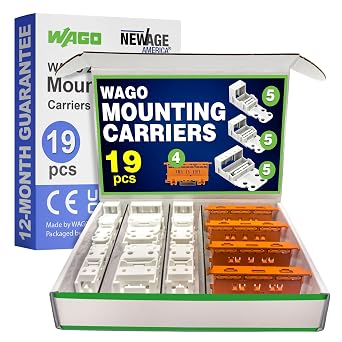 WAGO 221 Series 19pc Mounting Carrier Assortment Pack | DIN-35 / Panel Mount/Screw Mount | Terminal Blocks | Includes 5X 221-502, 5X 221-503, 5X 221-505, 4X 221-500 | WAGO 221 Carrier