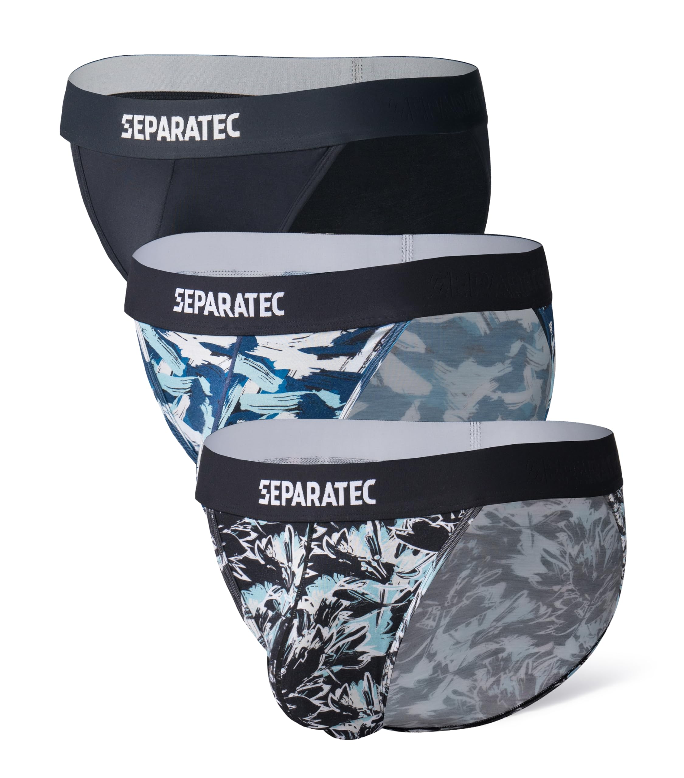 Separatec Men's Bikini Briefs Dual Pouch Bulge Enhancing Soft Support Breathable Mens String Bikini Briefs Tagless 3 Pack