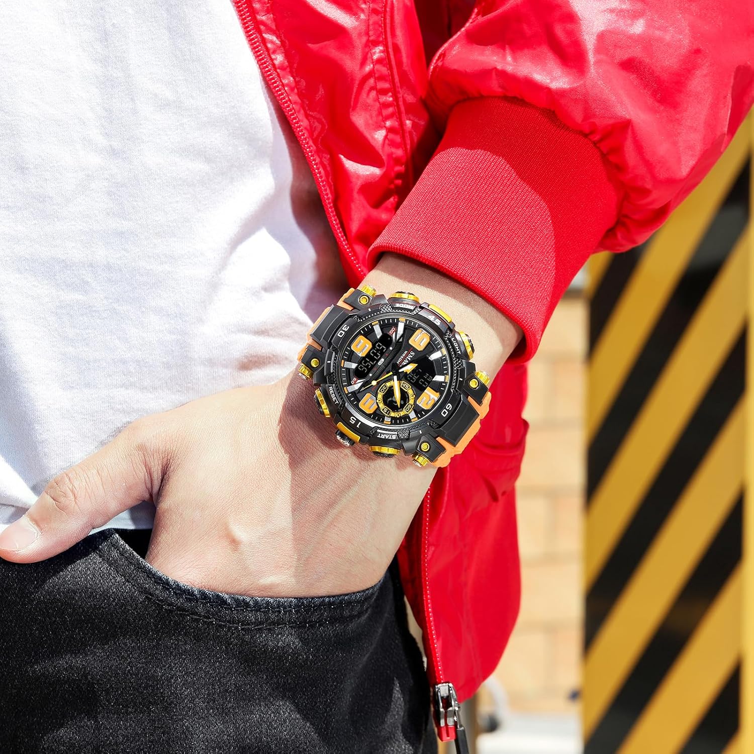 FANMIS Men’s Analog Digital Sports Watches Military Tactical Waterproof Watch with Dual Time,Luminous Display, Stopwatch, Alarm, Outdoor Fashion Watch for Men - Image 5