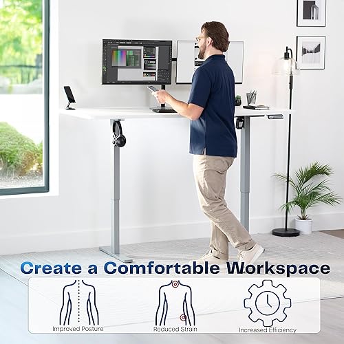 Vista 706 de VIVO DESK-KIT-1W6G - Escritorio eléctrico de pie de 60 x 24 pulgadas, ajuste de altura de memoria, serie 1B, parte superior de nogal oscuro de una