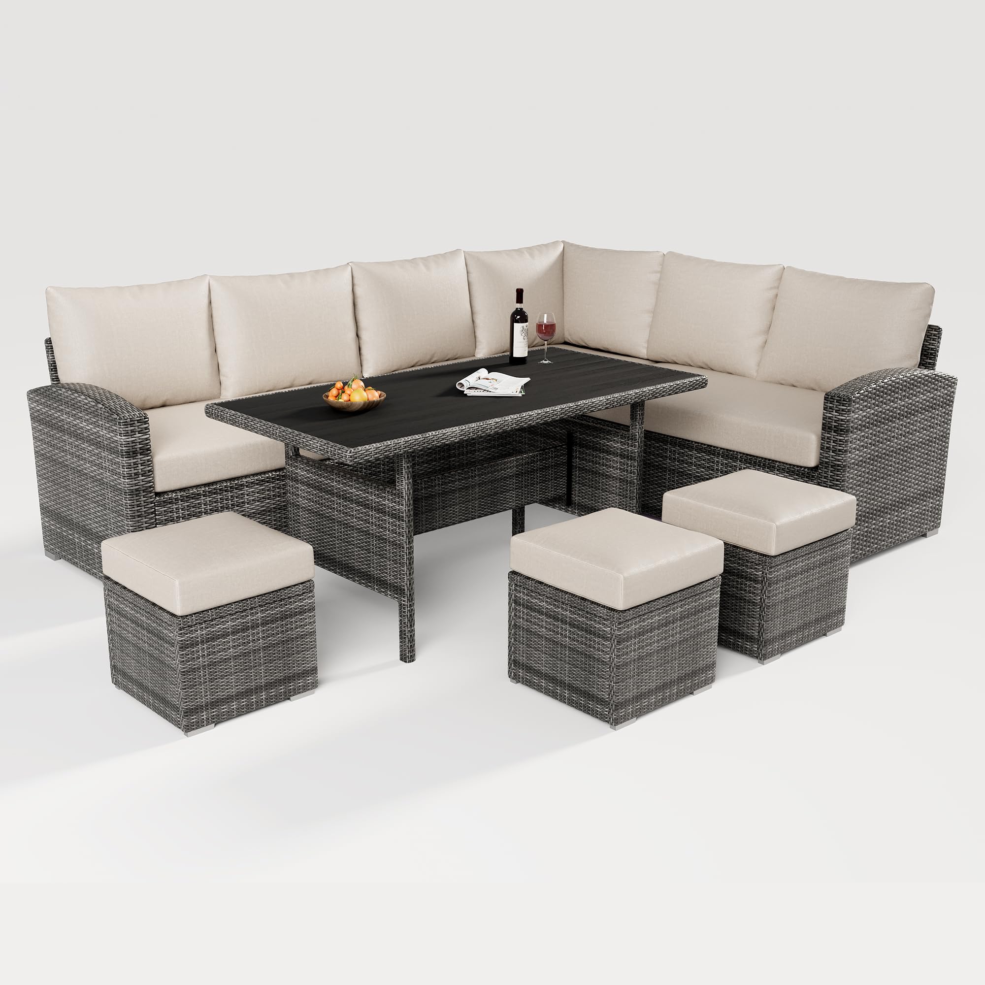Amazon.com: GAOMON 7 Piece Outdoor Sectional Sofa with Dining