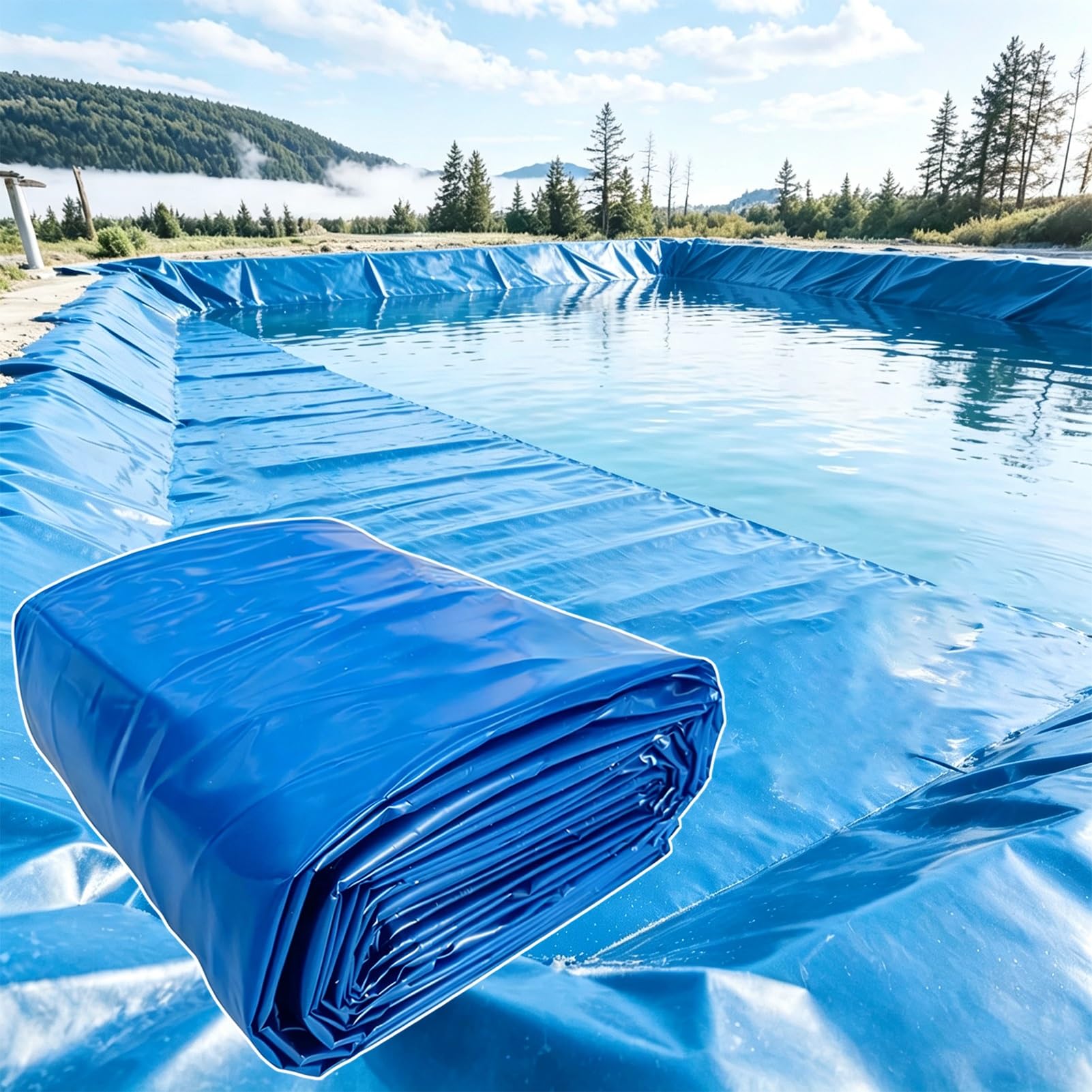 Yopappol 30x40 Ft Blue Pond Liner, Large Pond Underlayment, Flexible Waterproof Membrane, Tear Resistant HDPE Sealing Film for Water Storage, Fish Pond and Outdoor Pools(4x5m(13.1x16.4ft))