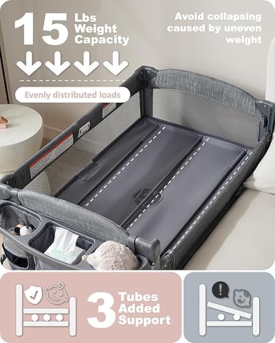 Miniatura 3 de Moisés 4 en 1 para bebé, 4 funciones, para cuna, patio de recreo, cambiador, cuna para bebé recién nacido, moisés para bebé recién nacido, moisés de