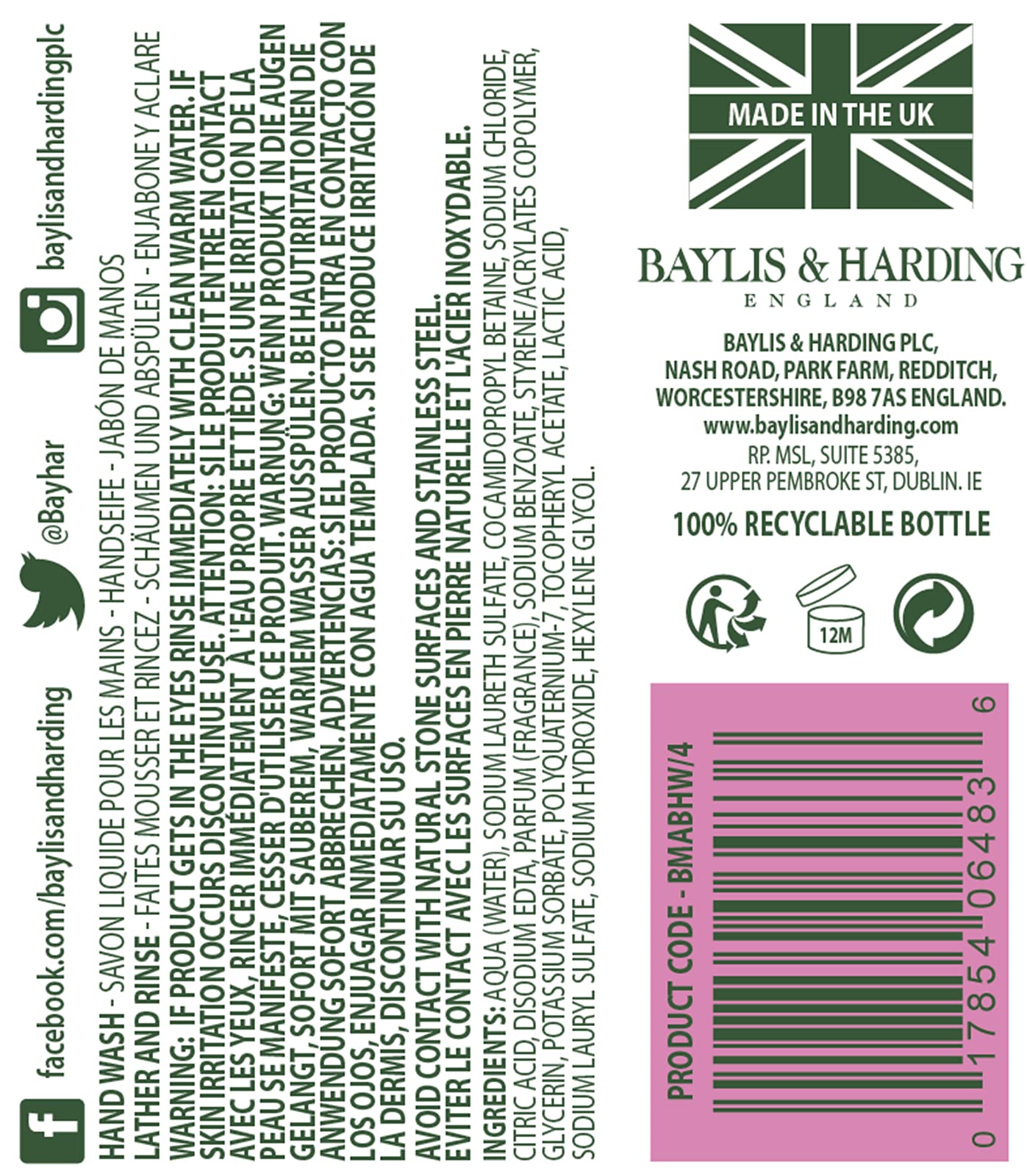 Baylis & Harding Jasmine and Apple Blossom AntiBacterial Hand Wash