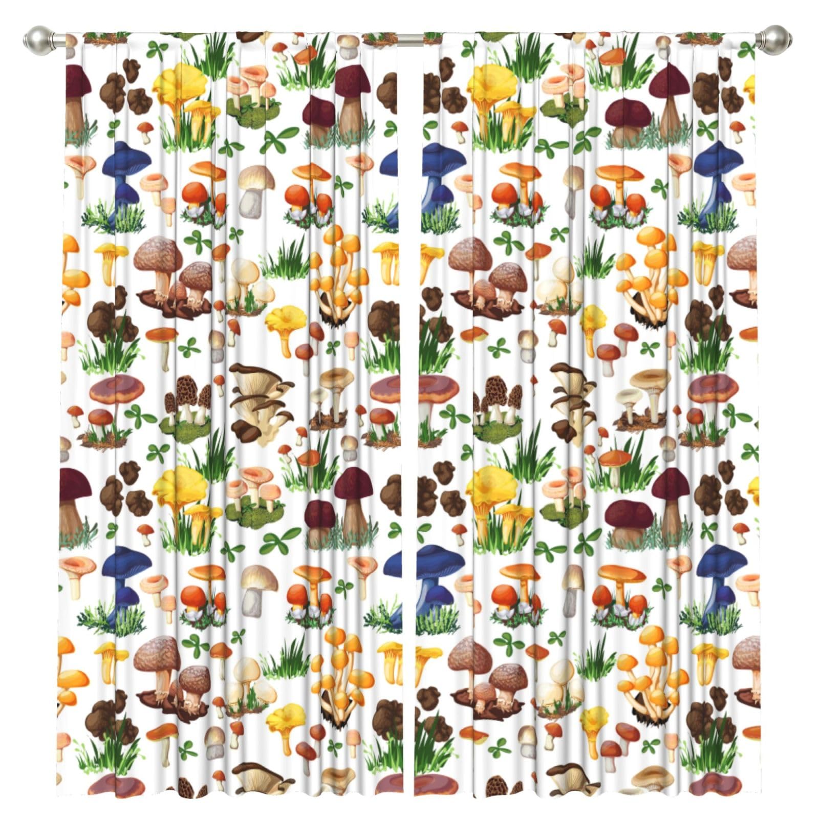InOmak Japanese Painting Mushroom, 2 Panels Window Curtains 52 x 84 Inch Blackout Curtains for Living Room Bedroom