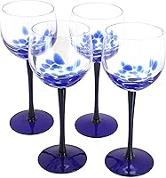 Vista 1 de Juego de copas de vino grandes con confeti de cobalto y cerámica pulida de rosa azul