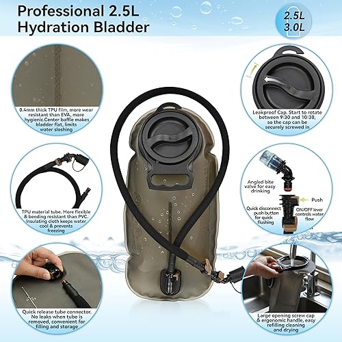 Miniatura 5 de MARCHWAY Mochila de hidratación ligera con correas estilo chaleco y bolsa de agua de TPU de 2.5 L, versátil y elegante paquete de múltiples