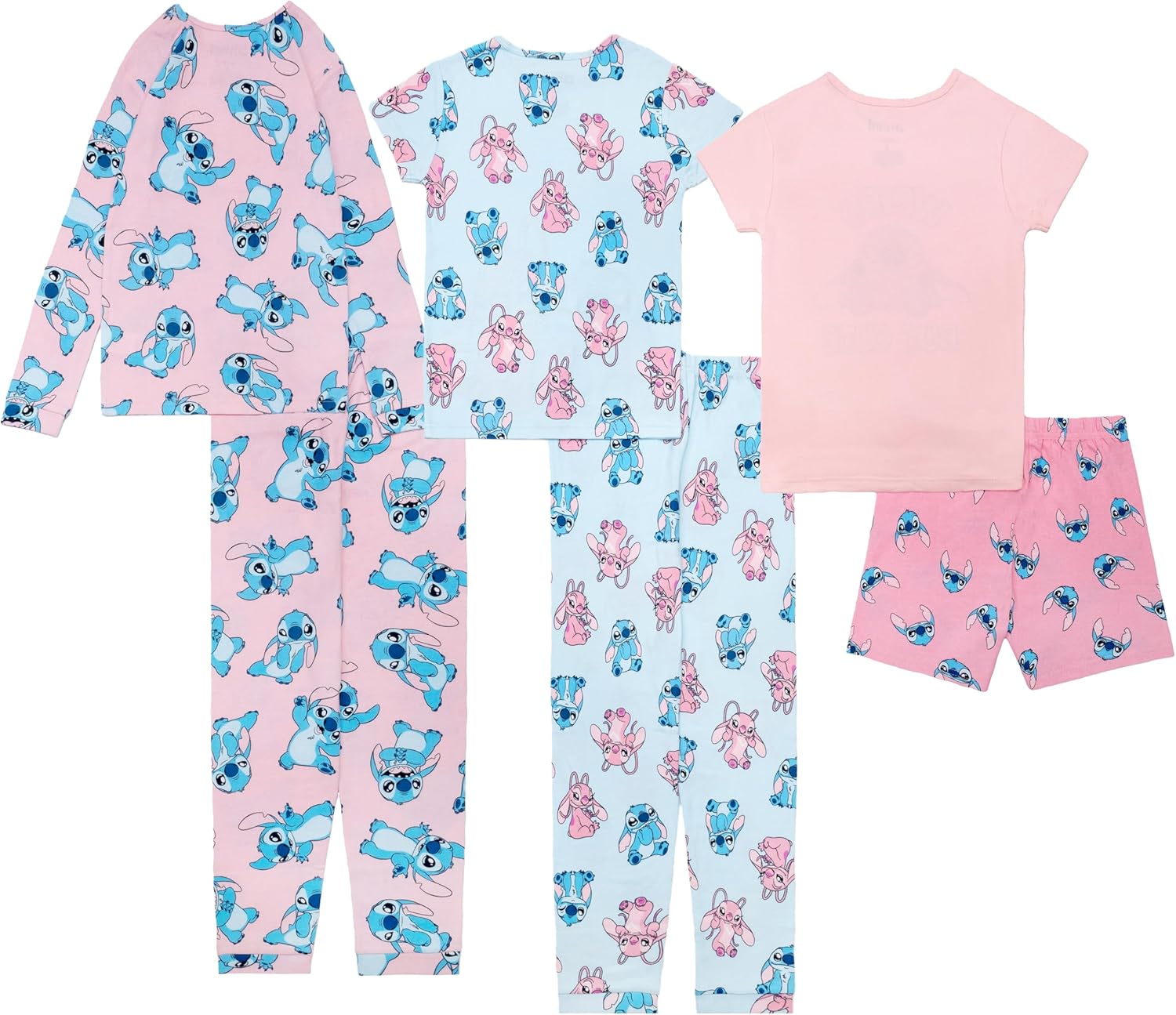 Disney Lilo & Stitch Girls' 6-Piece Cotton Pajama Set, Matching Snug-fit Shirt & Pants, Soft & Cute for Kids - Image 8