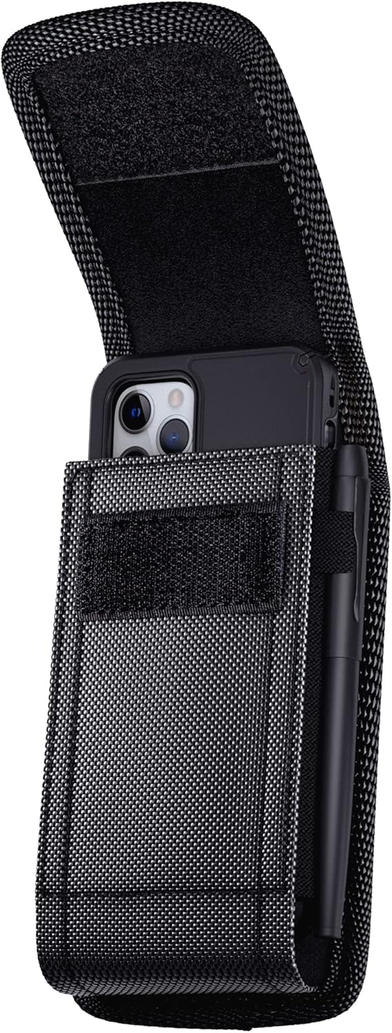 PiTau Holster for iPhone 16 16e 16Pro 15 Pro 14 13 12 11 Xs X XR 10 – Rugged Nylon Cell Phone Belt Holder for Men, Belt Clip Case Pouch Fits Cellphone with Cover on, Black - Image 7