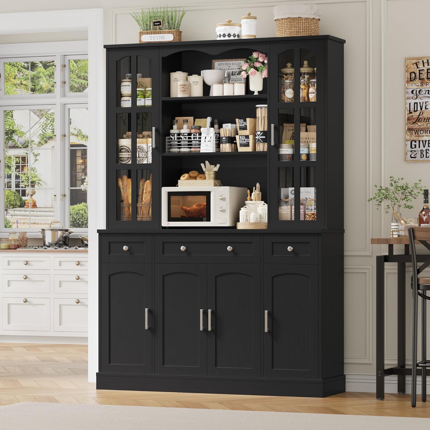 Keyluv H Tall Pantry Cabinet with Microwave Kuwait Ubuy