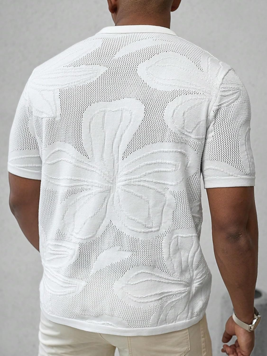 Men's Short Sleeve Single-Breasted Casual Knit Top