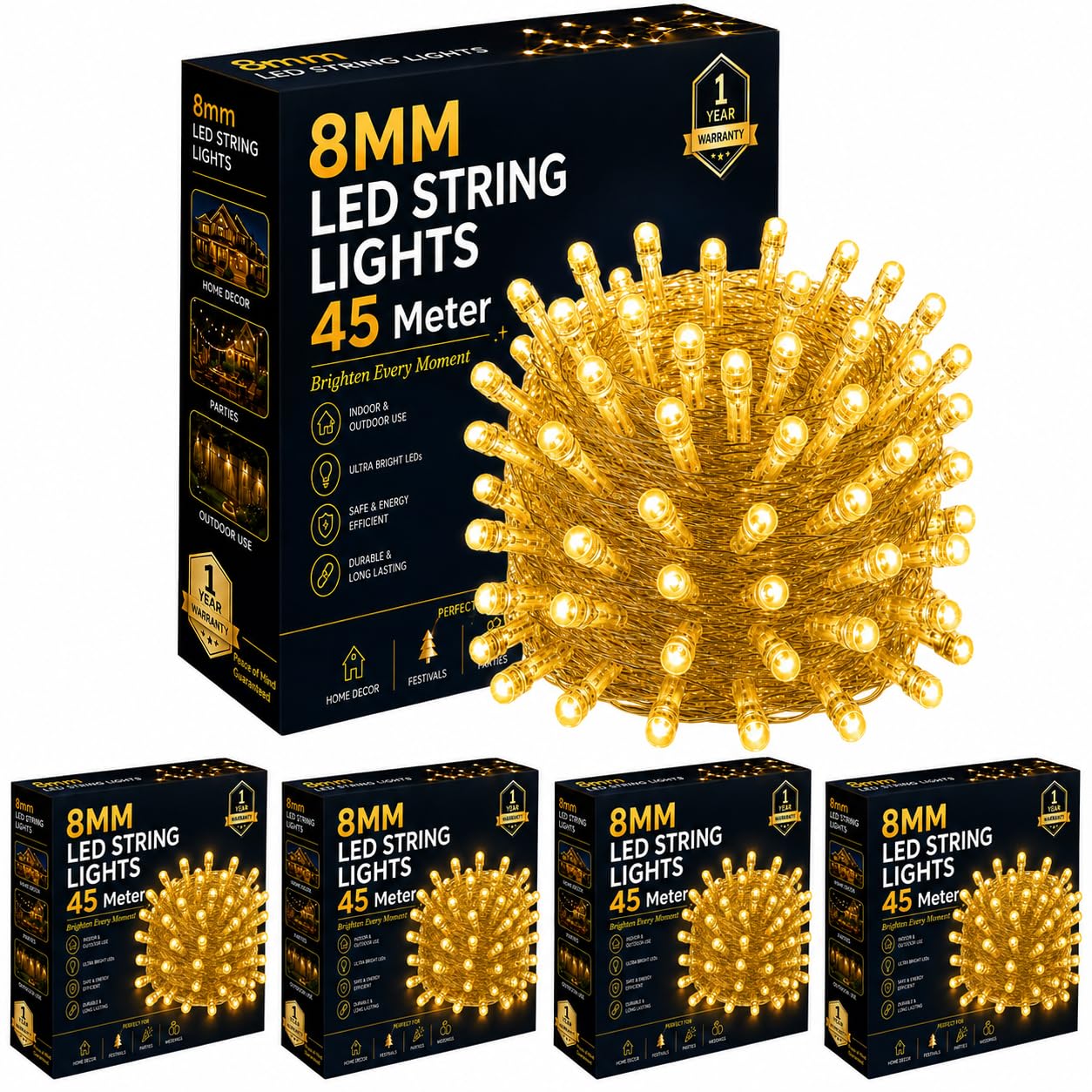 Gesto 45m LED String Lights - Warm White Fairy Lights -17