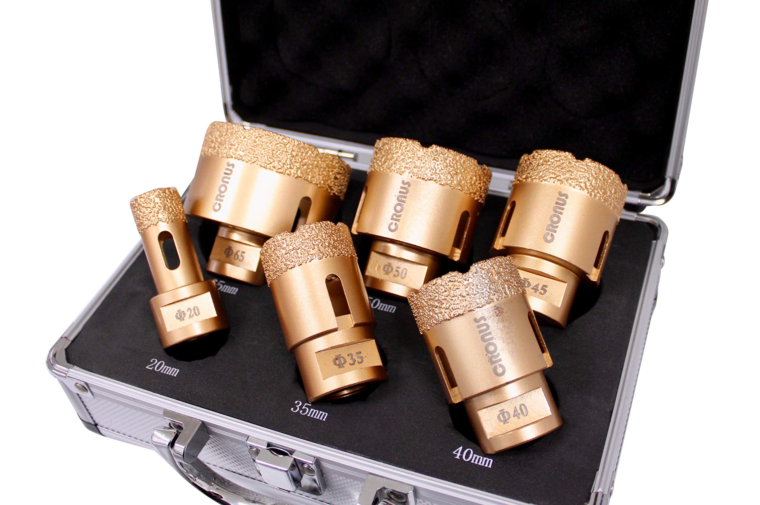 Premium diamond drill CRONUS M14 10mm-65mm core bit, tile drill bit dry Set 6Stk mit Koffer/Etui